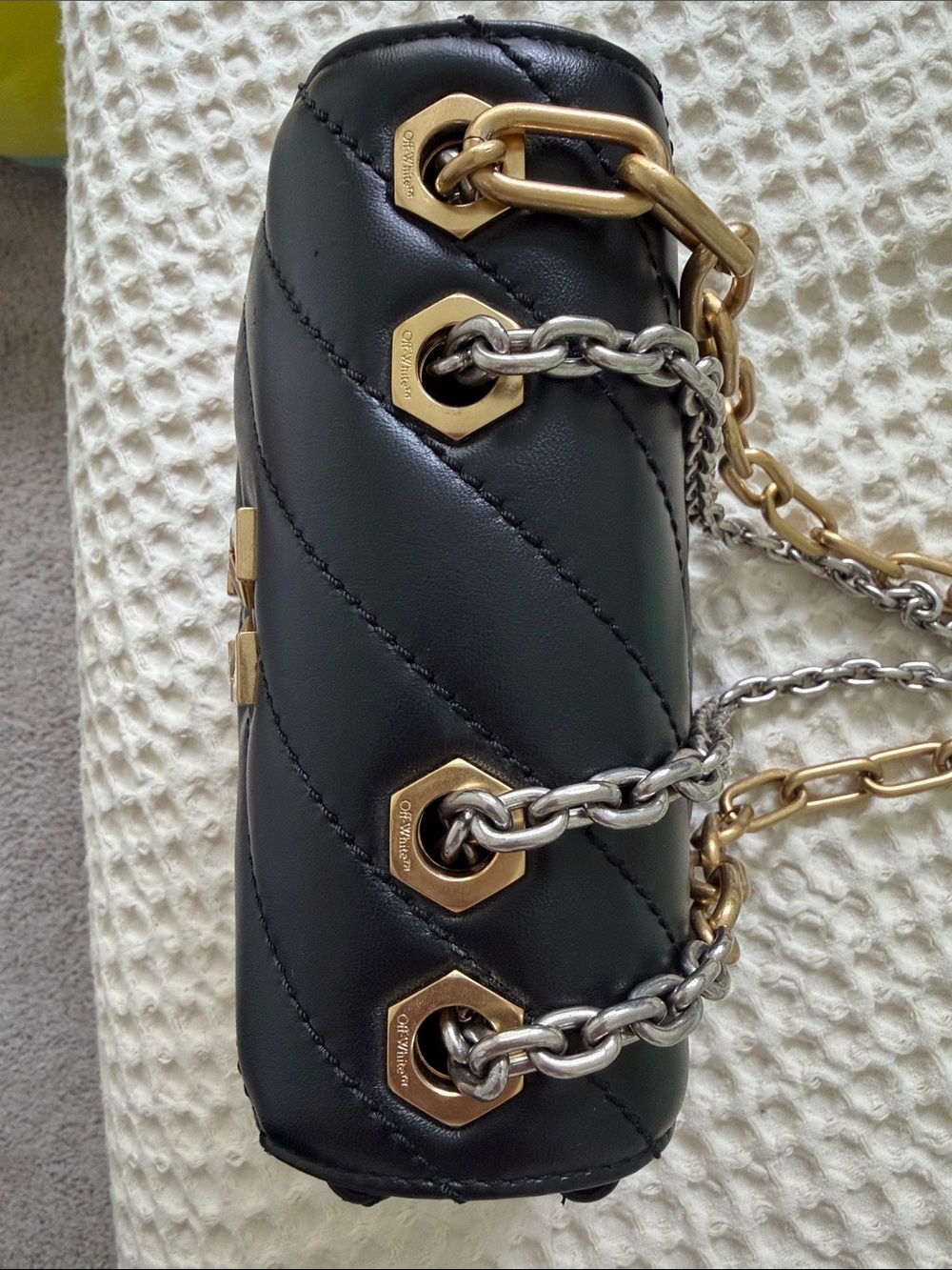 Off-White Jackhammer 19 Black Quilted Leather Handbag - Picture 14 of 16